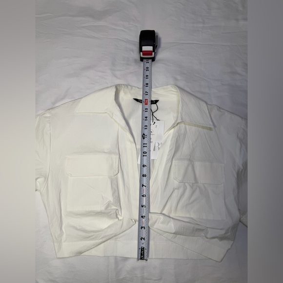 Zara Boxy Twist Hem White Collared Cropped Shirt - Picture 11 of 17